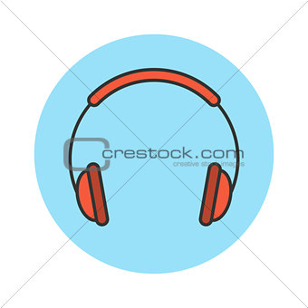 Headphones flat line icon