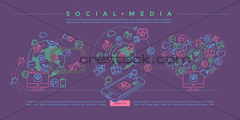 Social Media Colorful Linear Illustration