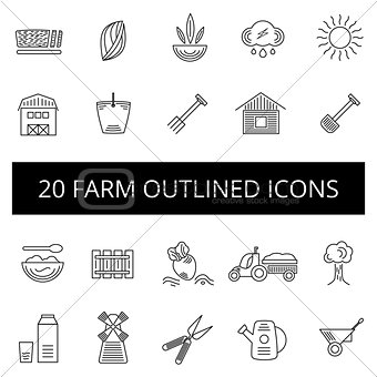 Farm thin icon set