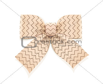 Beige bow. Decorative element for gift.