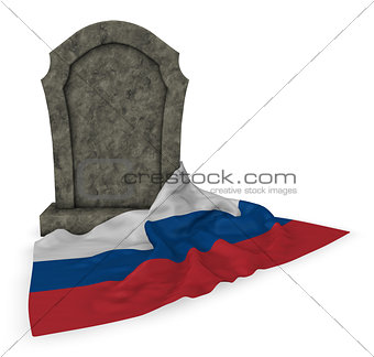 gravestone and flag of russia - 3d rendering
