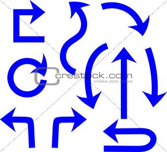 Blue arrows on white background