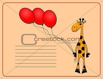 card with Cheerful giraffe. vector