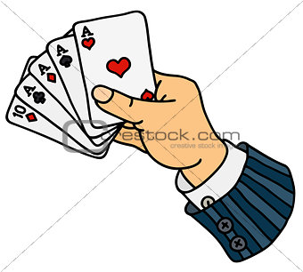 Funny poker cards in hand