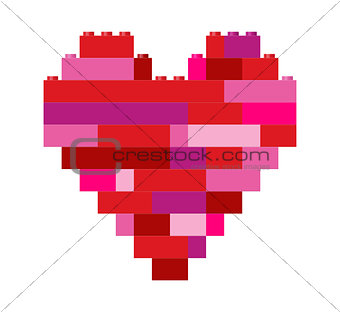 Isolated heart in building block toys