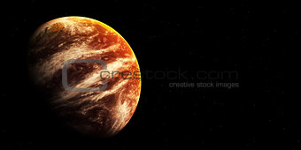 Space scene with planet and star sky