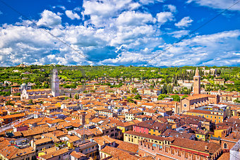 Verona rooftops and cityscape aerial view