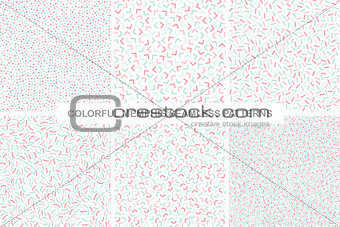 Collection of colorful seamless memphis patterns. Delicate design.