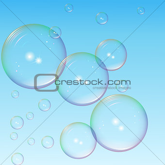 large and small colorful bubbles with highlights