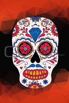 Vector skull color illustration, t-shirt graphics. Mexican skull.