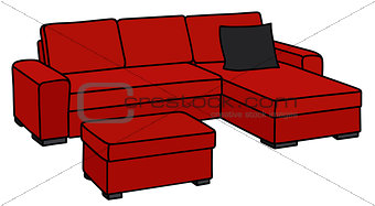 Dark red big couch