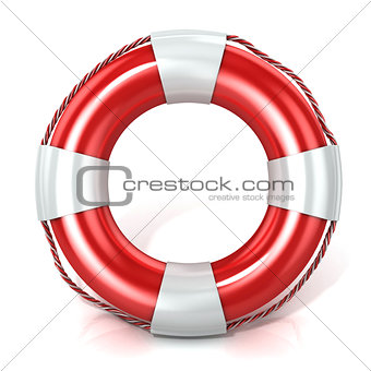 Lifebuoy isolated on white. Front view