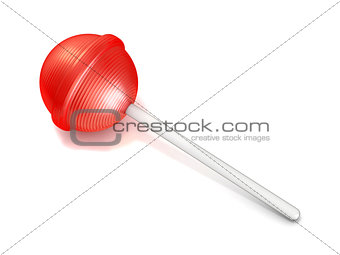 Single red lollipop. 3D