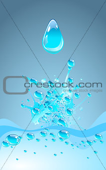 Blue water splash, vector illustration