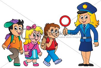 Pupils and policewoman image 1