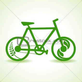 Eco bicycle with green leaf stock vector