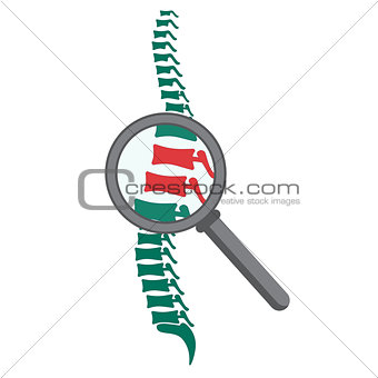 Spine with magnifying glass.