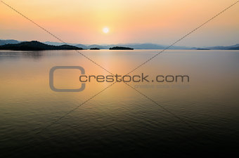 Beautiful lake at sunset