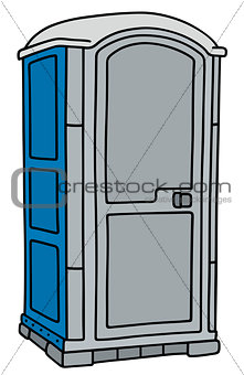 Blue and gray mobile toilet