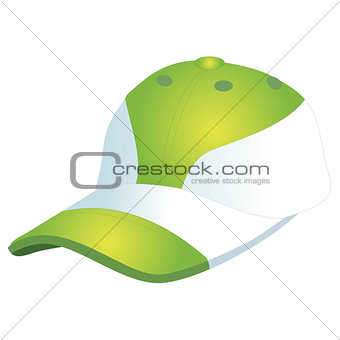 Fashionable sports baseball cap green with white. Isolated on white background. Vector illustration.