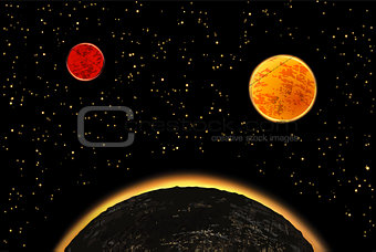 Exoplanets or extrasolar planets.  illustration.