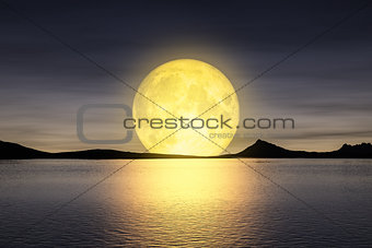 moon rising over the sey