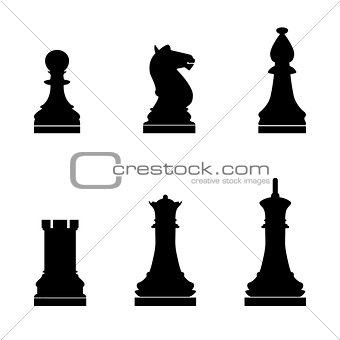 Chess pieces the black color icon .