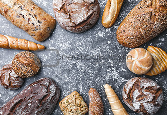 Variety of delicious fresh and healthy bread