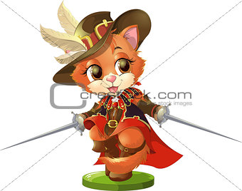 kitten musketeer with sword
