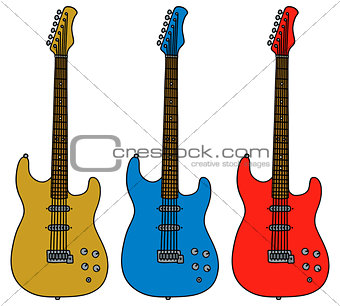Three color electric guitars