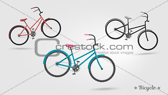 Set vector realistic bicycles modern style ideal for web site elements and graphic design.