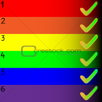  Rows for writing with rainbow colors and check mark 
