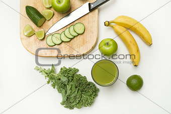 Top View of a Healthy Smoothie made with Fruit and Veg
