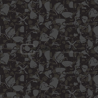 Marbled rock seamless dark gray vector pattern.