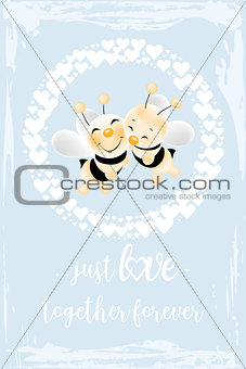 Retro card - bees in love
