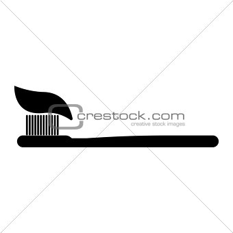 Tooth paste and brush  the black color icon .