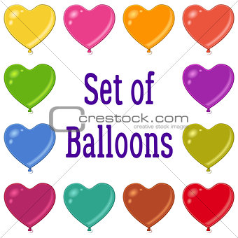 Holiday Heart Shaped Balloons Set
