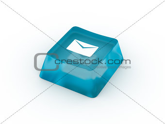 Envelop symbol on keyboard button. 3D rendering