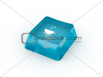 Coffee cup symbol on keyboard button. 3D rendering