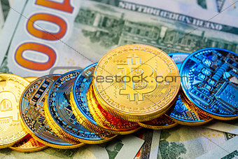 Golden bitcoin. Bitcoin cryptocurrency.