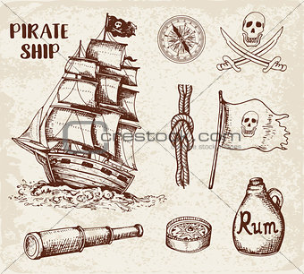 Vintage pirate ship