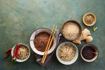 Assortment of different rice