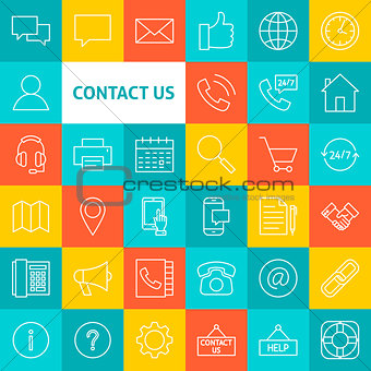 Vector Line Contact Us Icons