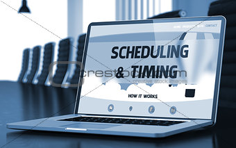 Scheduling and Timing Concept on Laptop Screen. 3D.