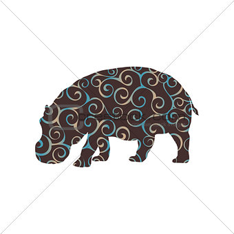 Hippo mammal color silhouette animal