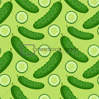 Cucumber seamless pattern. endless background, texture. Vegetable backdrop Vector illustration.