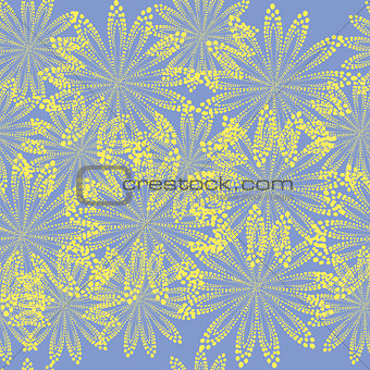 Blue abstract yellow flowers background