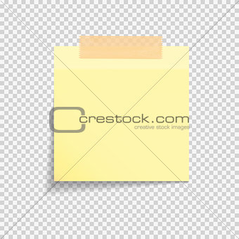 Sticky Paper Note on Transparent Background  Vector Illustration