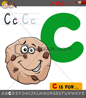 letter c with cartoon cookie sweet