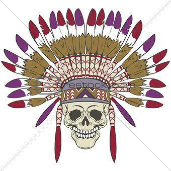 Skull with indian headdress